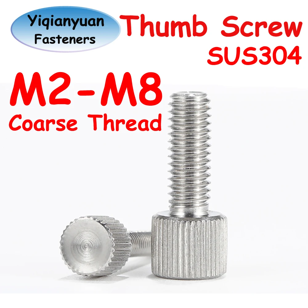 Yiqianyuan M2-M8 SUS304 Śruby skrzydełkowe ze stali nierdzewnej Śruba radełkowana Narzędzie maszynowe Okrągłe śruby ręczne regulacyjne