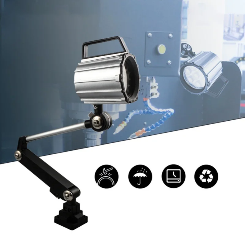Braccio lungo regolabile pieghevole con luce da lavoro a macchina impermeabile a LED per tornio CNC 12W 24V