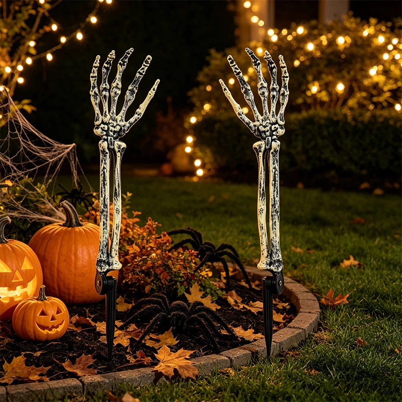 Halloween-Skeletthände-Dekoration Realistische Skeletthände für Rasen- und Friedhofsdekoration Skelettpfähle für Outdoor-Partys