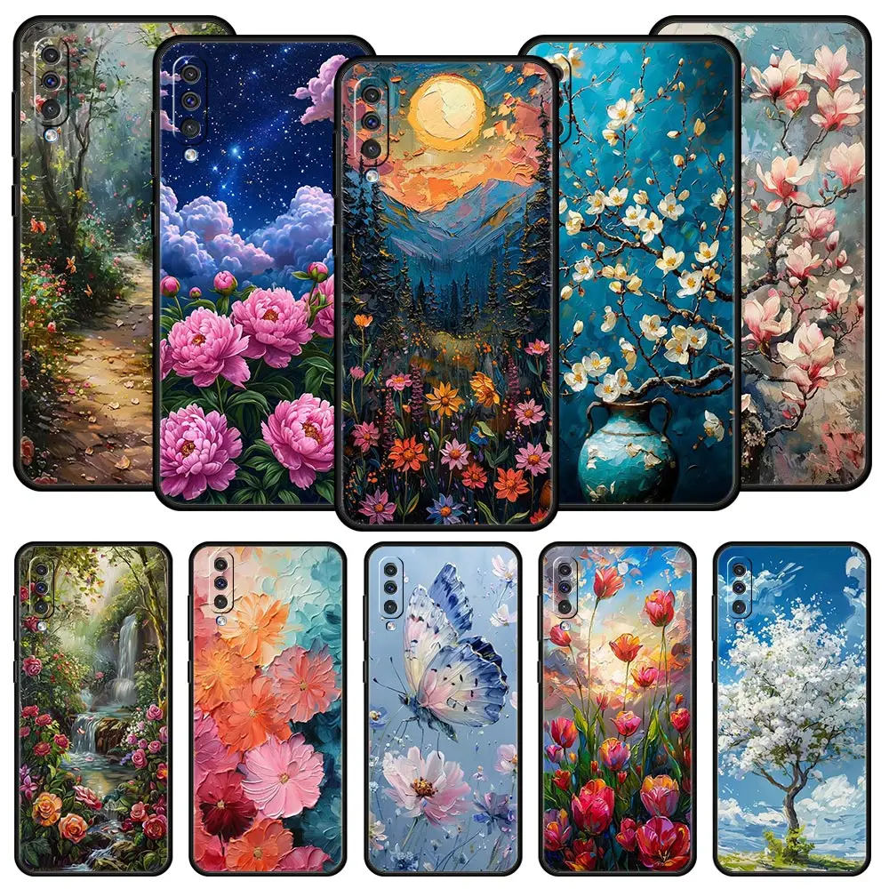 Oil Painting Of Flowers Phone Case For Samsung Galaxy A56 A36 A26 A34 A17 A16 A06 A14 A12 A54 A72 A22 A20e A52 A50 A40 A32 Cover