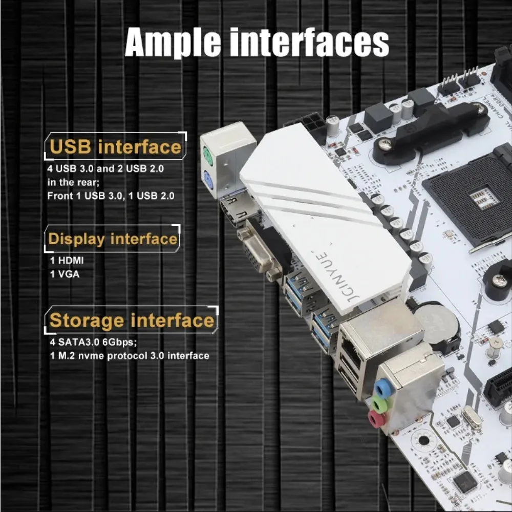 اللوحة الأم JGINYUE B450M PLUS ARGB AM4 تدعم Ryzen 2000-5000 CPU EXPO PC المكتبي DDR4 M.2 NVME