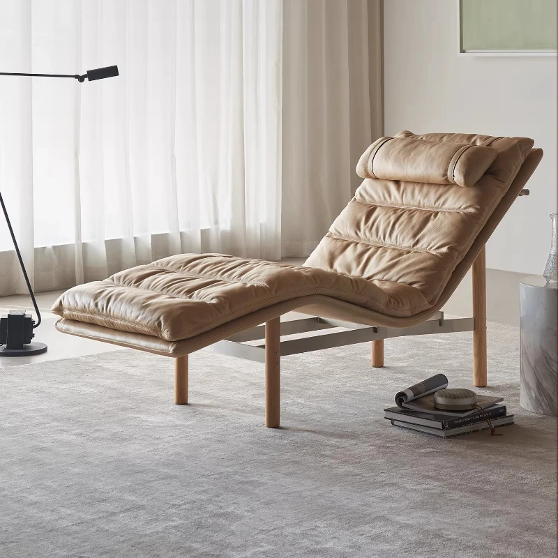 Ocean recliner leisure living room leather down solid wood soft bag all green leather