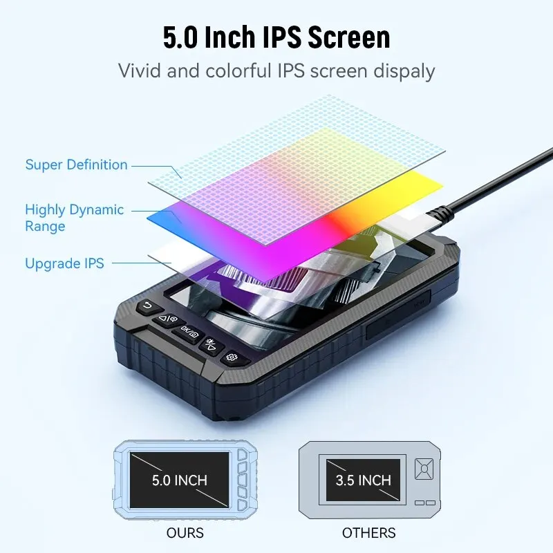 Telecamera per endoscopio industriale a doppia e singola lente 1080P 5.0 HD1080P endoscopio per ispezione auto IP67 telecamera per fognatura impermeabile con LED