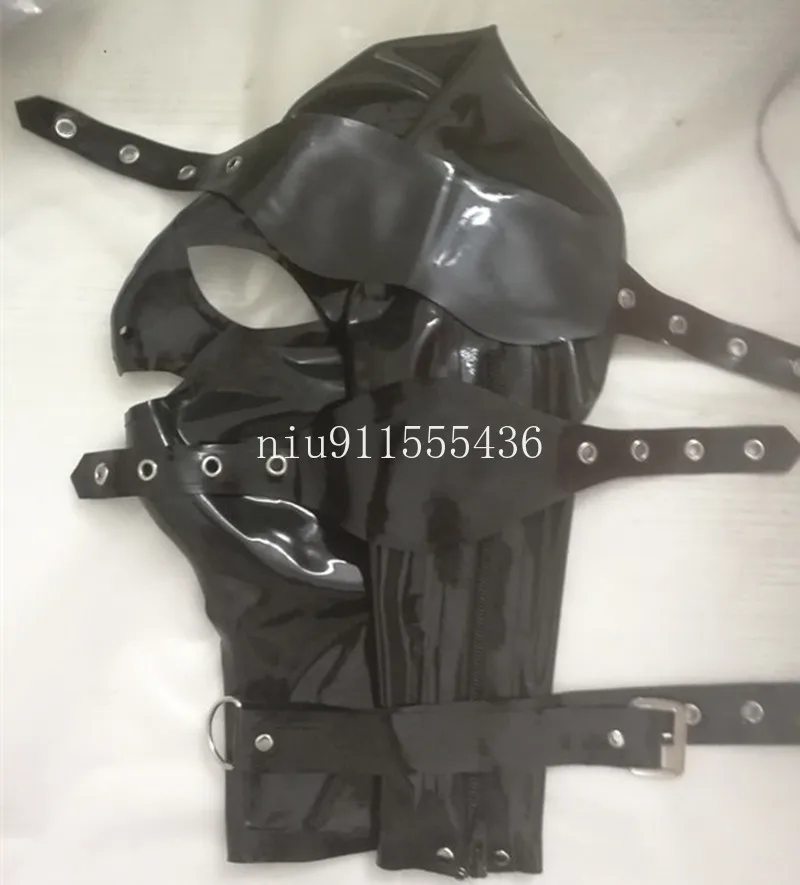 Sexy Dessous Design Sexy Produkte Handgemachte Latex Hauben mit Augen Abdeckung Mund Abdeckung (keine Gags)