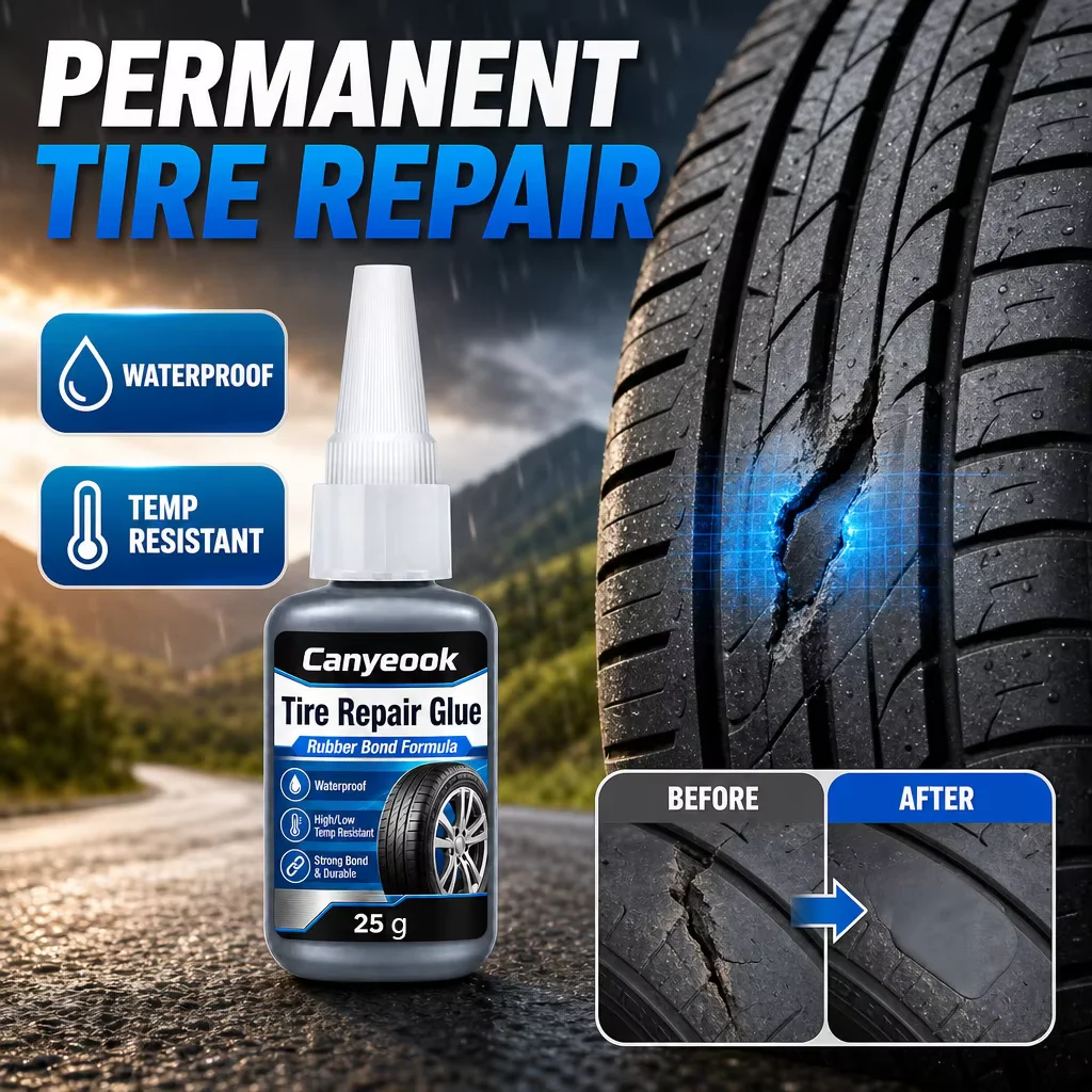 Canyeook Tire Puncture Crack Repair Adhesive Waterproof Sealant for Car Motorcycle Bike Durable