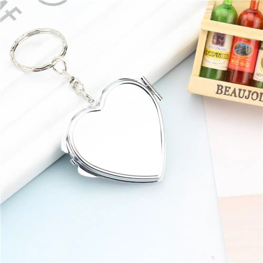 Makeup Mirror Folding Mirror Key Chain Metal with Key Ring Makeup Cosmetic Mirror Key Ring Folding Oval Sqaure Shape