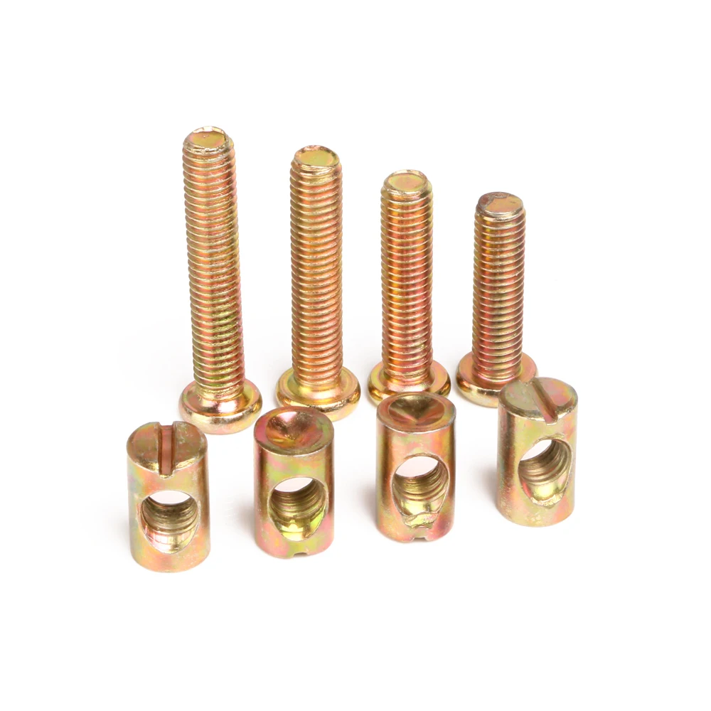 M6 M8 Furniture Bolts Nuts Set With Barrel Dowel Nut Carbon Steel Zinc Plated Connector Fixing Screws Set Fastener