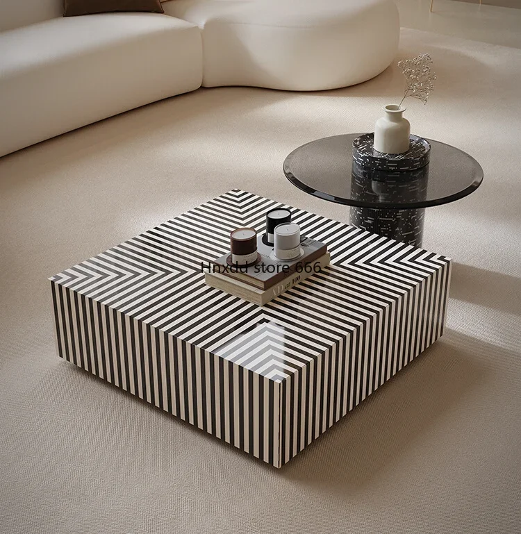 Small apartment modern simple high-end designer zebra striped coffee table