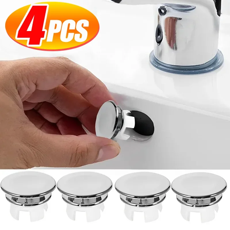 4Pcs Plastic Sink Hole Overflow Cover for Kitchen Bathroom Basin Trim Bath Drain Cap Sink Wash Basin Round Overflow Ring Plug