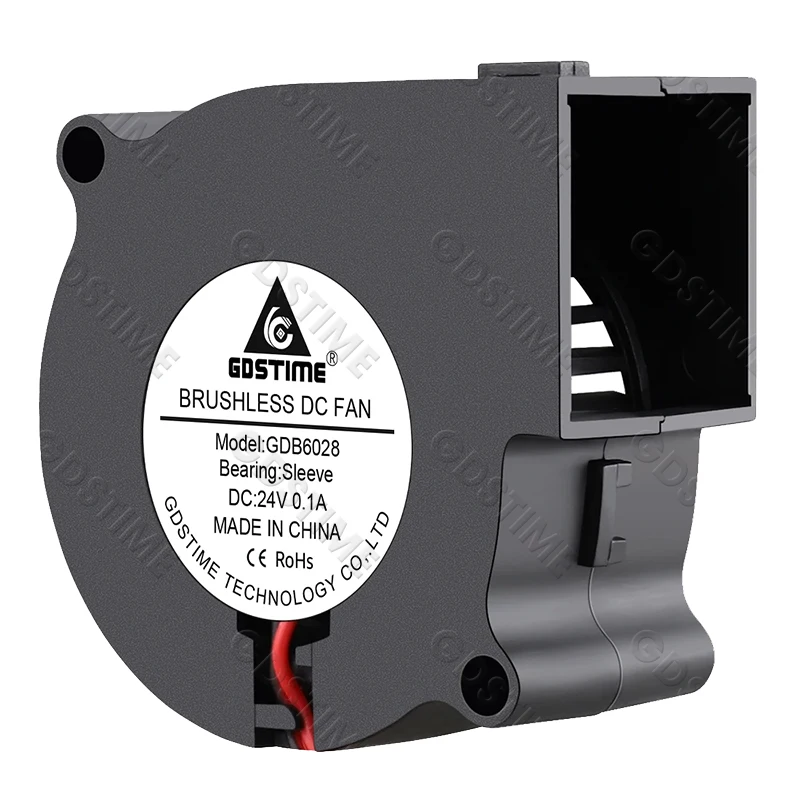 Wentylator Gdstime 6028 24V 60mm, dmuchawa DC 12V, bezszczotkowy cooler, wentylator odśrodkowy 2PIN z podwójnym łożyskiem kulkowym, 60x28mm 6cm, radiator tulejowy. — zdjęcie produktu 2