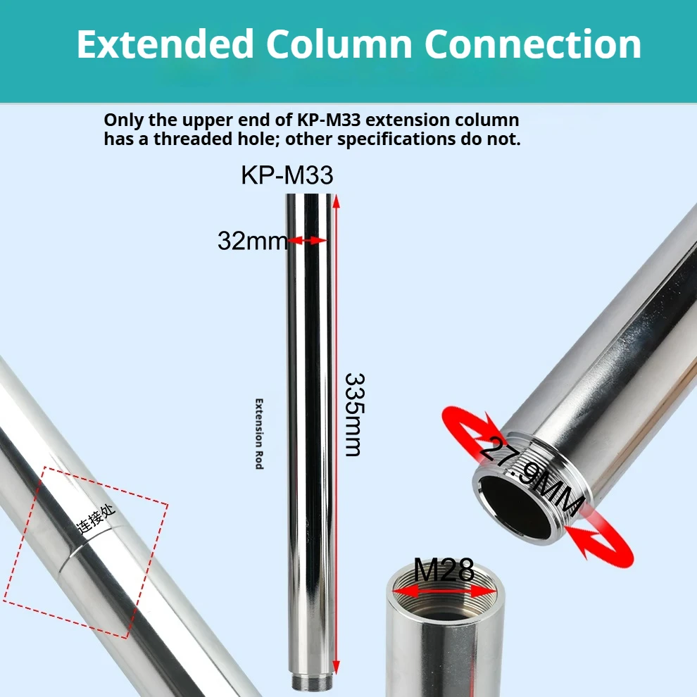 Extension Column for Stereo Microscope Length 25-95cm Diameter 32mm M4 Screw Hole Microscope Extension Support Post
