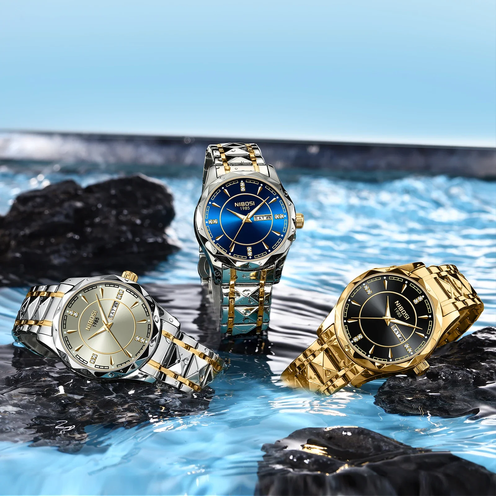 NIBOSI Top Brand Luxury Man Wristwatch Waterproof Luminous Date Week Men Watches Stainless Steel Quartz Men's Watch Male reloj