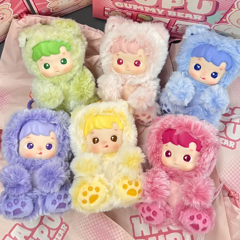 POP MART HACIPUPU Serie Osito de Goma - Colgante de Vinilo y Peluche, Caja Sorpresa Original, Bolsa Misteriosa, Juguetes, Muñeca, Figura de Anime, Regalo