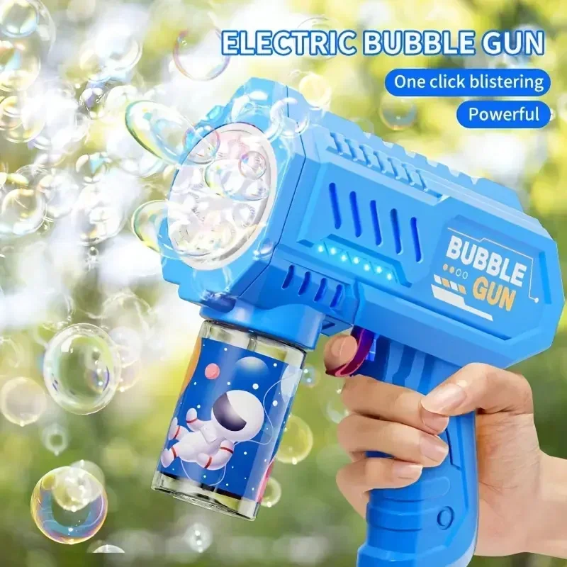 10 Holes Children Electric Bubble Gun Rocket Soap Automatic bubble machine Kids Summer Outdoor Bubble Blowing Toys for Kids