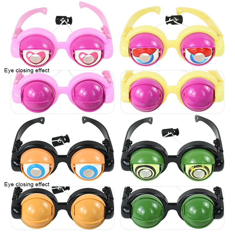 Crazy Big Eyes Glasses Spoof Toys Glasses Funny Sand Sculpture Toys Party Supplies Pull String Wink Kids and Adults Gifts Toy