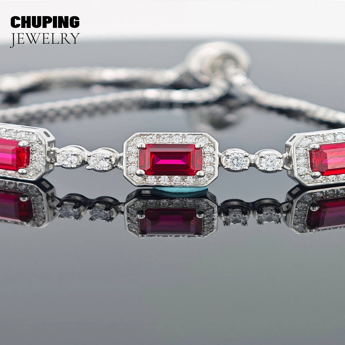 ChuPing Lab Ruby Lab Emerald S925 سوار فضي هدية للذكرى السنوية للنساء حفلة كلاسيكية عيد الحب أو هدية عيد ميلاد