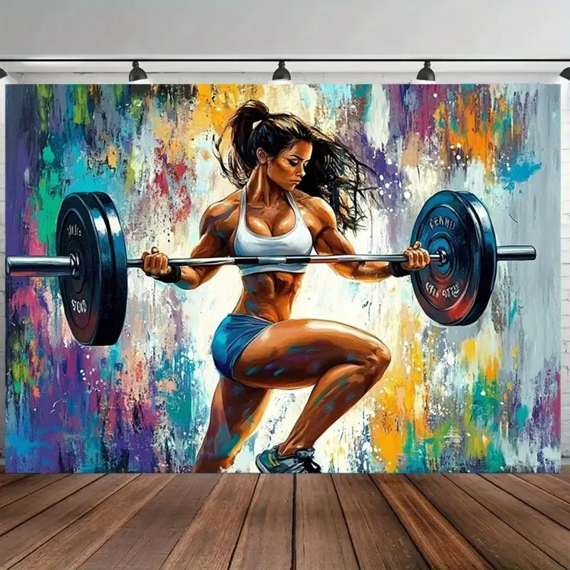 VIKAMA Colorful Splashing Ink Fitness Women's Power Tapestry, Empowering Wall Art for Bedroom Living Room Dorm