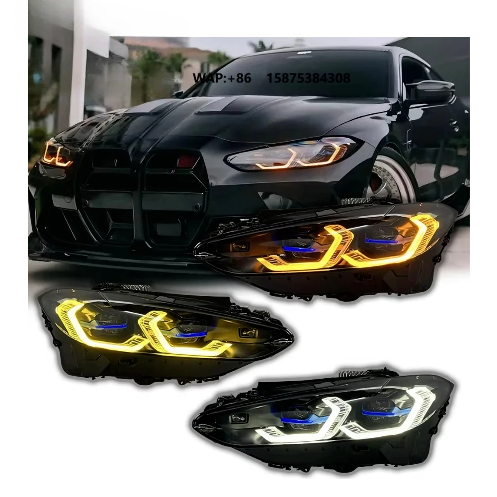 

HETOP G22 Headlights 2021-2025 Triple Color Yellow White Amber System 4 Series M3 M4 G23 G80 G82 Upgrade LED DRLfor