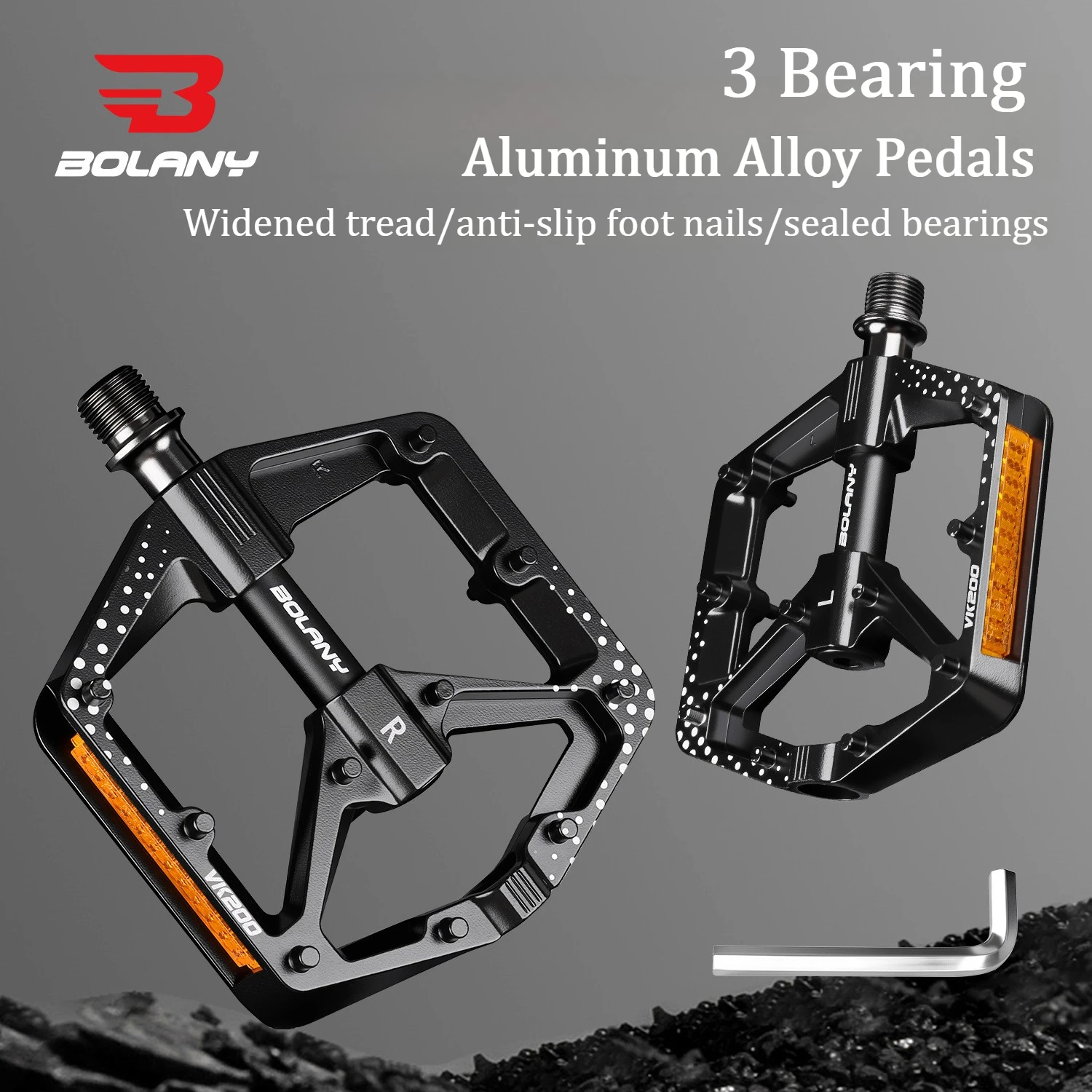 

Алюминиевые велосипедные плоские педали BOLANY, 3 подшипника, MTB, педали на платформе для горного шоссейного велосипеда, легкие педали, противоскользящие
