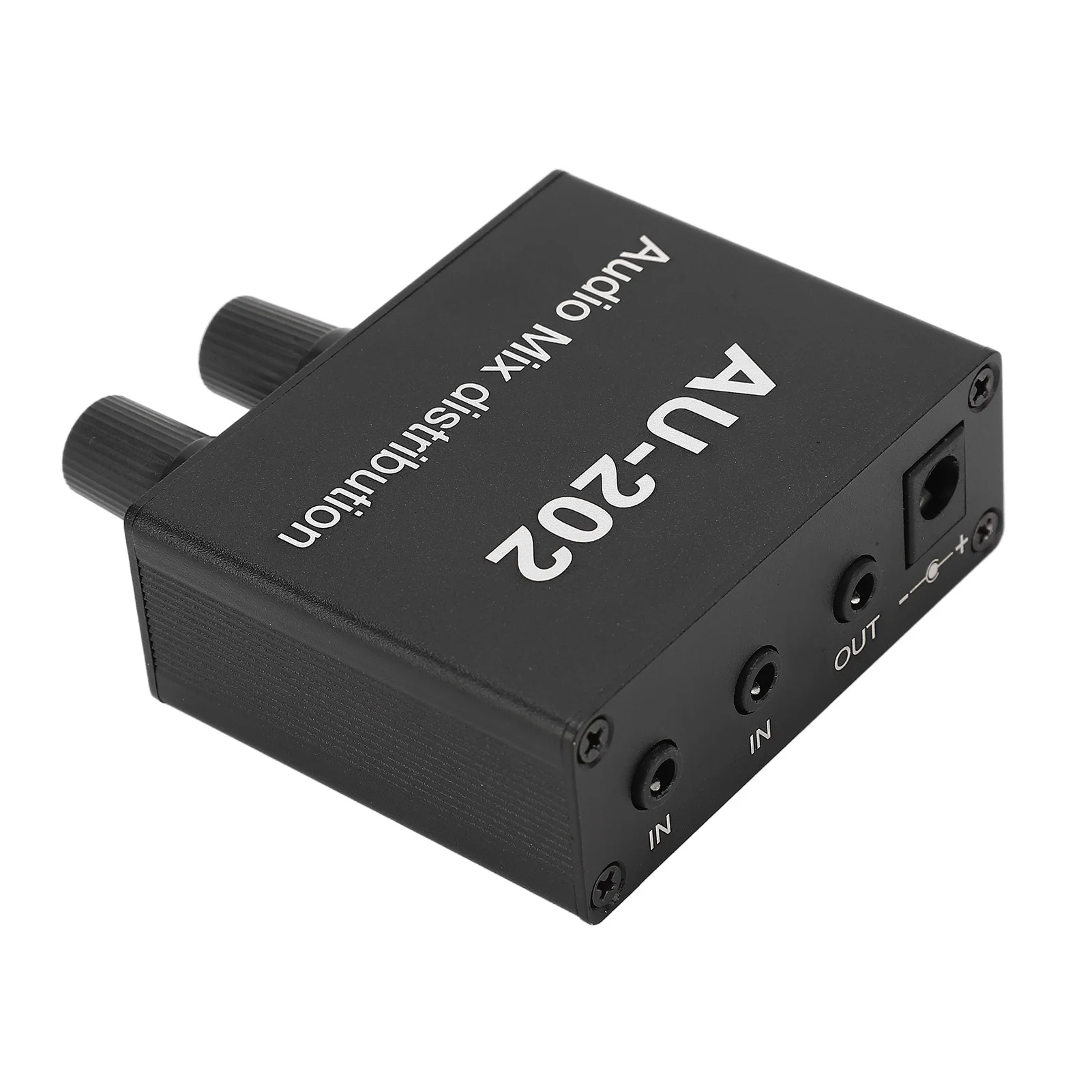 Stereo Mixer Audio Distributor 2 Input 2 Output 3.5mm Jack Plug and Play Aluminum Alloy Audio Mix Amplifier