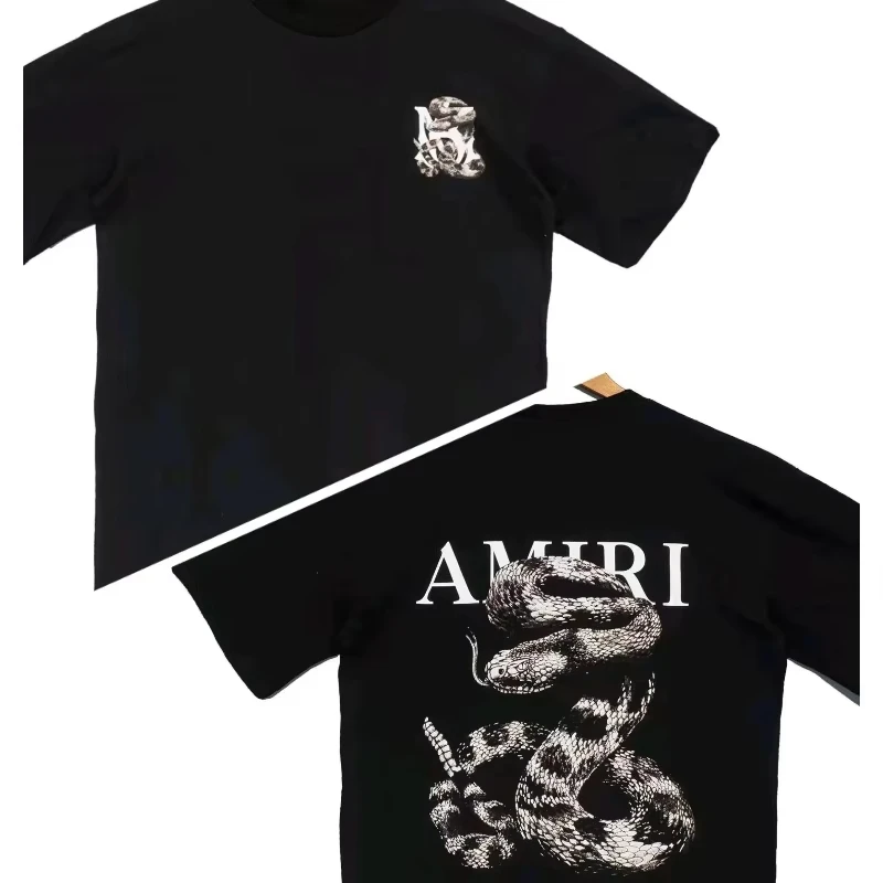 Camiseta holgada con gráfico de serpiente, camisetas ligeras de lujo a la moda de manga corta, ropa informal versátil, camisetas gráficas, elección profesional