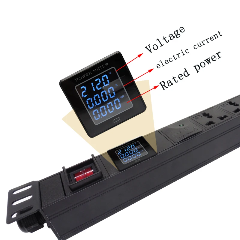 smart power strip digital display Wattmeter Power Meter Voltmeter universal socket outlets surge protector aluminium alloy shell