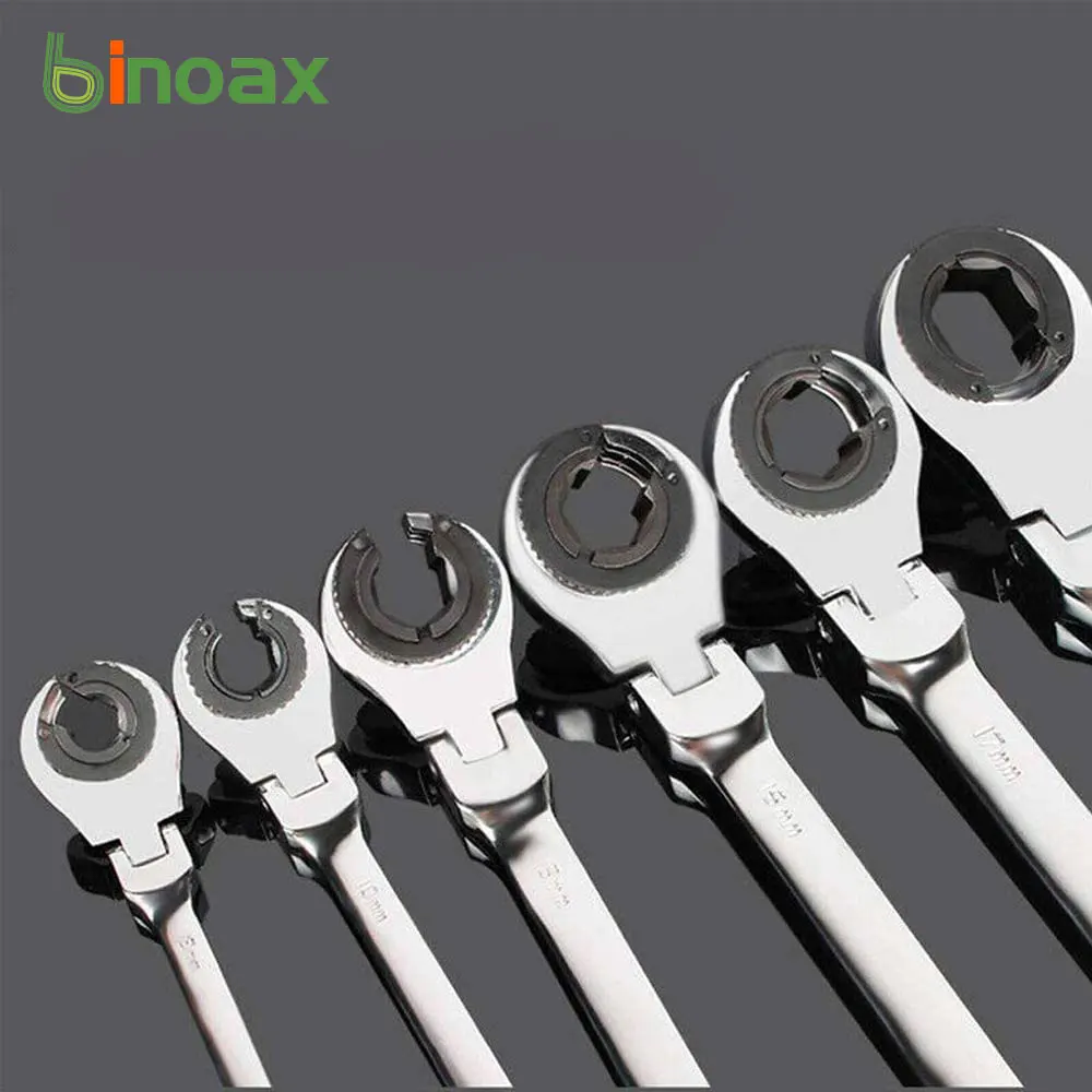 Binoax SAE Ratchet Tubing Combination Wrench 72 Teeth Flexible Open Head For Car Repair Oil Wrenches