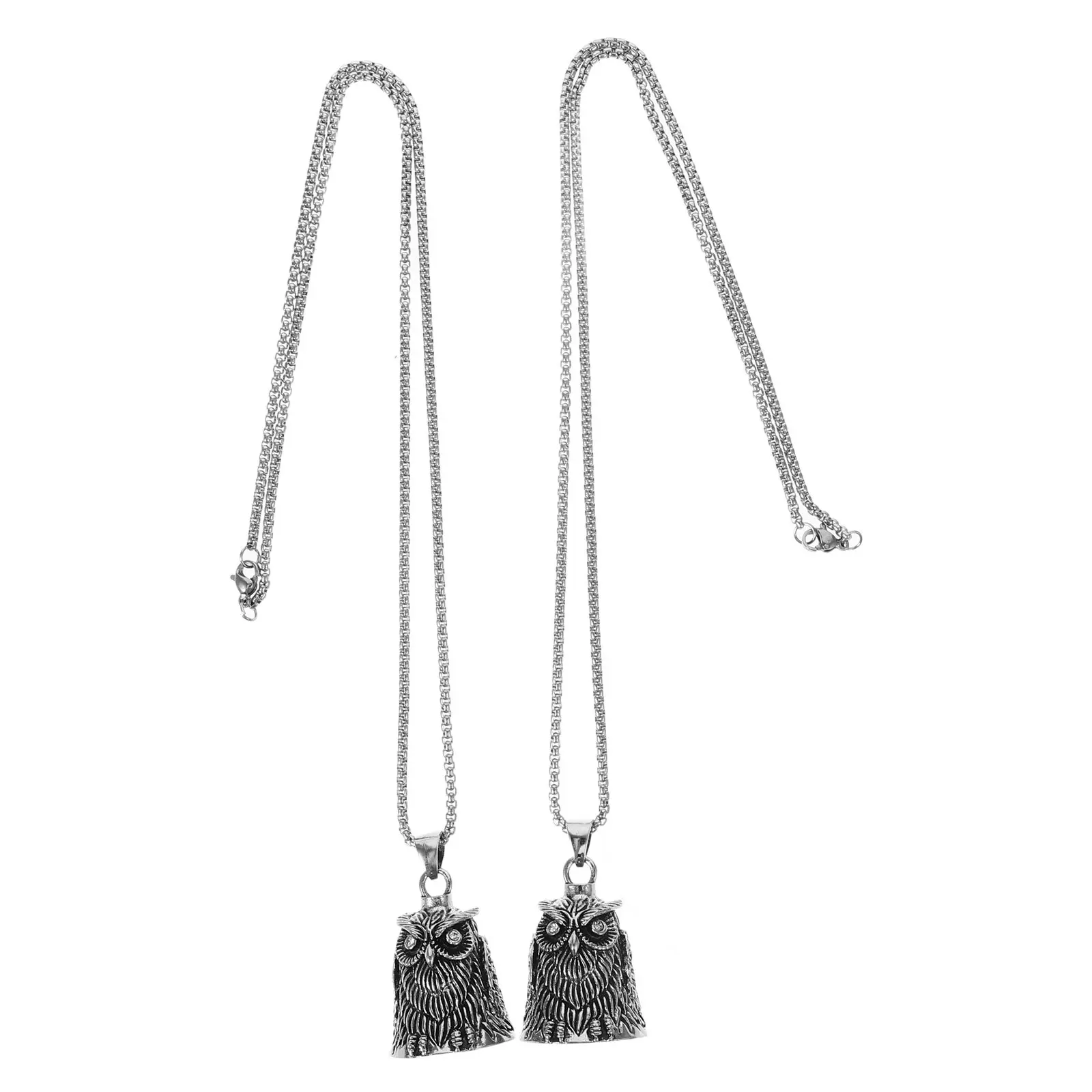 2Pcs Men Necklace Bell Pendant Vintage Small Bell Decoration Punk Style Riding Accessory Metal Neck Chain Retro Jewelry Charm
