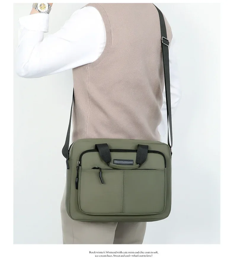 New Men's Large-capacity Horizontal Shoulder Bag Messenger Bag Briefcase Multifunctional Simple A4 Book Handbag Business Bag 가방