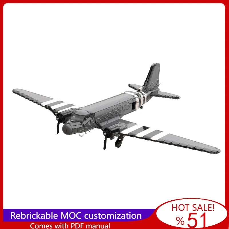 3391 ELEMENTÓW C47 Skytrain Transport Aircraft Model MOC Klocki Konstrukcyjne DIY Kreatywna Zabawka do Składania dla Dzieci Prezent na Boże Narodzenie