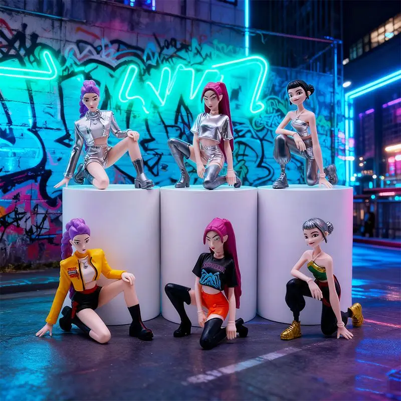 

Rumi Zoe Mira 6pcs Hunters Real Version Figurine Set Squat Pose Doll Star Model Gift Collectible home decoration