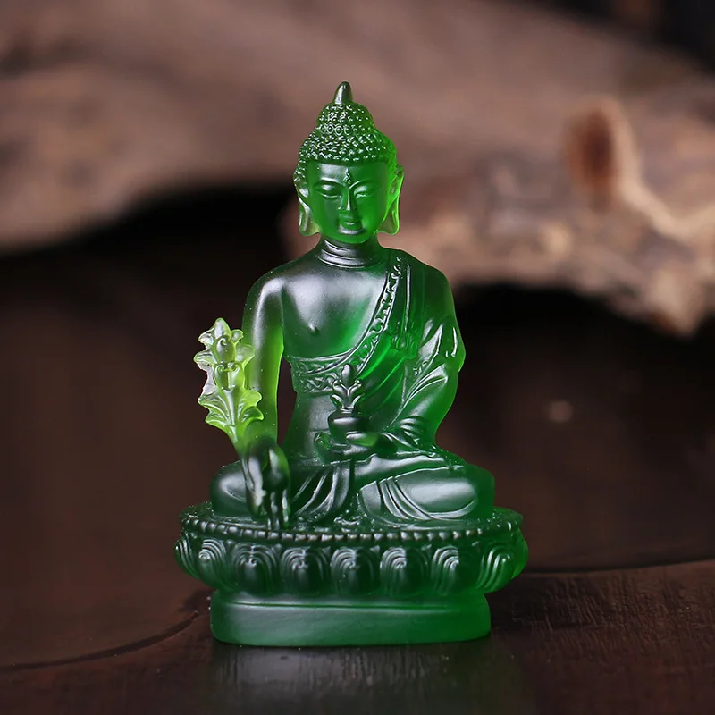 Wholesale Buddhist supplies--7 color -home Temple Buddhism ART the Medicine Buddha Crystal resin Decorative statue