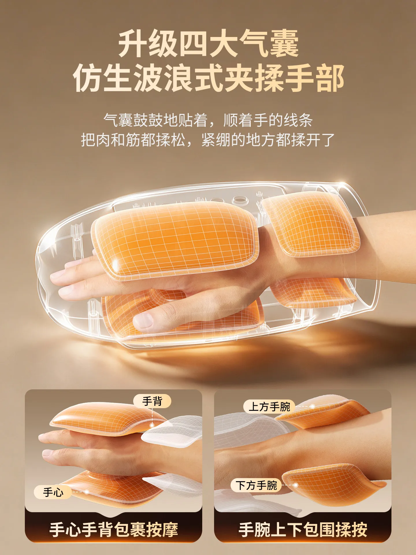 Hand Massager Automatic Kneading for Joint & Tendon Sheath Care Wrist Palm Arm Finger Heating Massage Device
