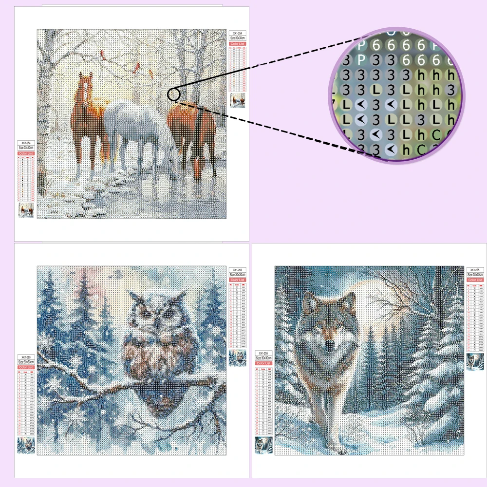 Huacan Full Diamond Painting Animal Wolf 5d Diy Diamond Mosaic Landscape Winter Home Decorative Rhinestone Pictures Craft Kit