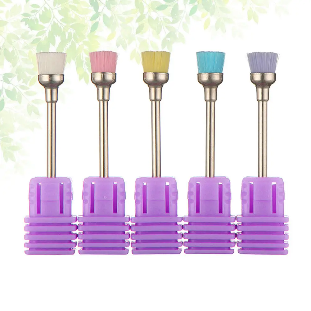 

5Pcs Nail Drill Bits Cleaning Brush Multi-Color Professional Nail Art Dust Removal Tool Pink Blue Purple Transparent Yellow