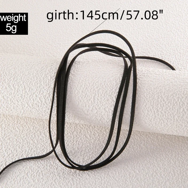 Punk Goth Black Velvet Big Bowknot Pendant Chokers Necklace for Women 145cm Weave Knotted Bow Adjustable Chain New Year Jewelry
