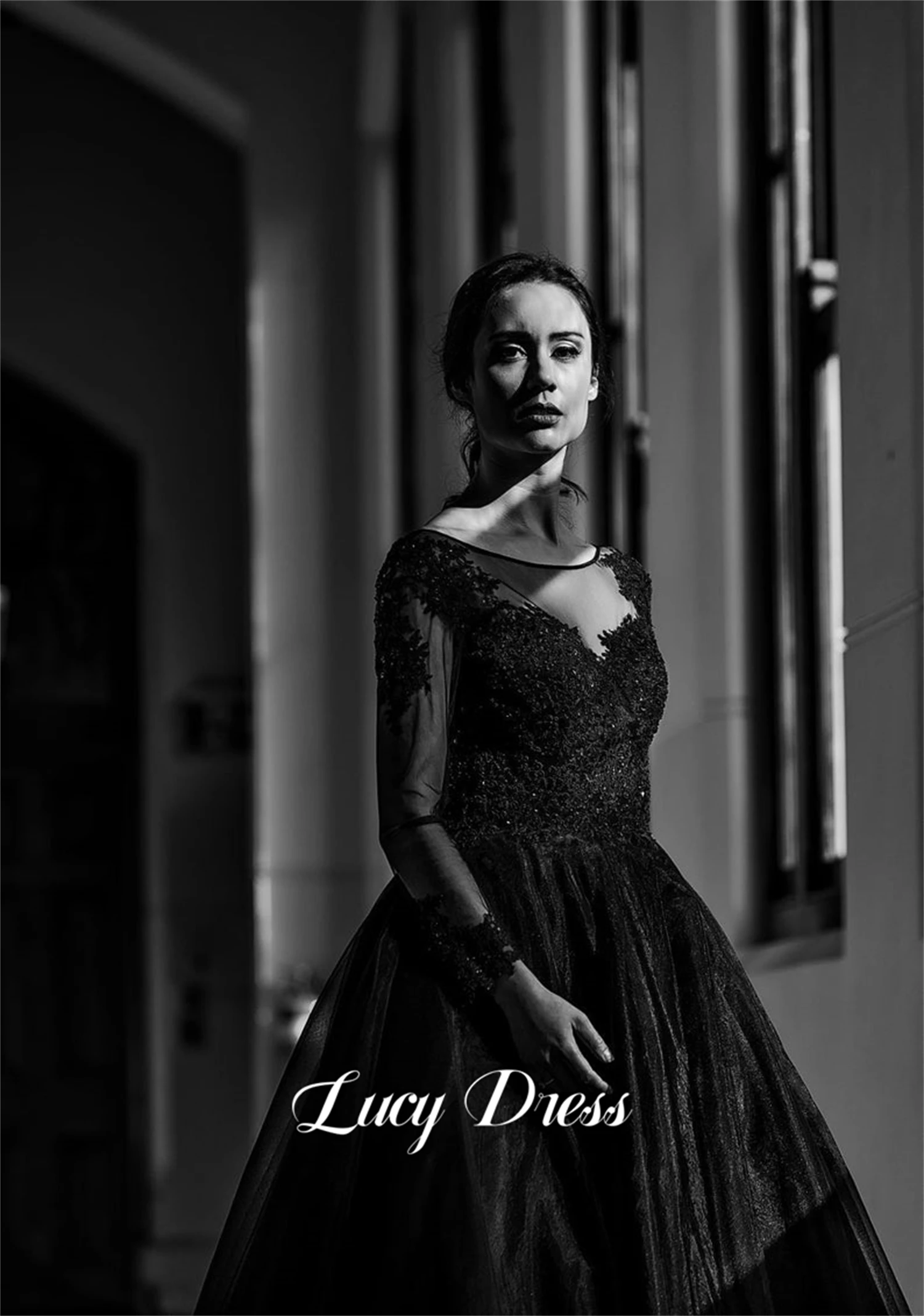 Lucy-vestido personalizado para mujer, vestidos de novia de gama alta y a la moda para ocasiones especiales, vestidos de novia de manga larga