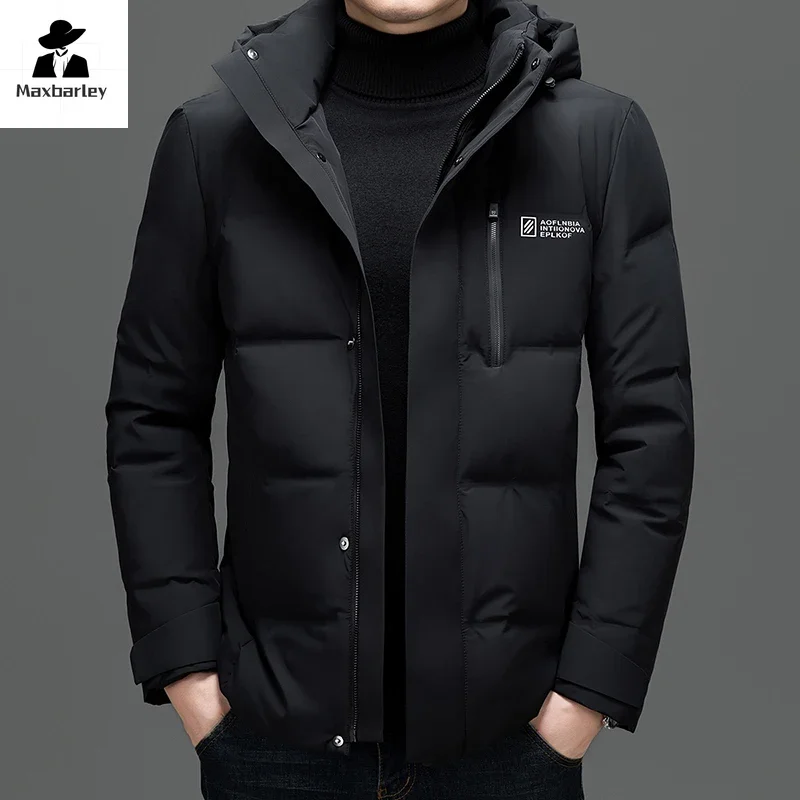 

2024 Winter Thickened Goose Down Jacket Men's Fashion Luxury Lightweight Removable Hat Warm Coat Brand Men's Short Puffer Jacket