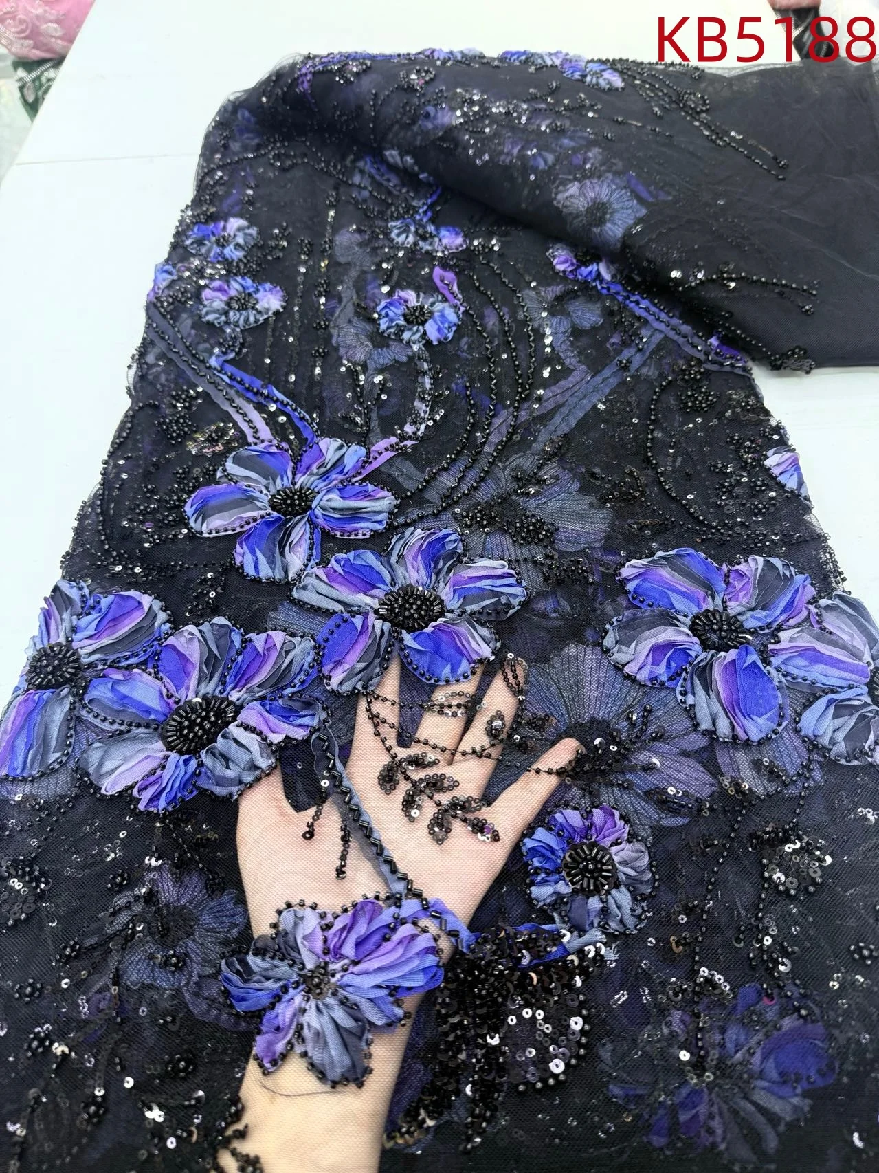 

Teal Green Lace Nigerian Fabric African Fabric Lace High Quality 2025 Blue Beaded French Mesh Lace Fabrics For Sewing KB5188