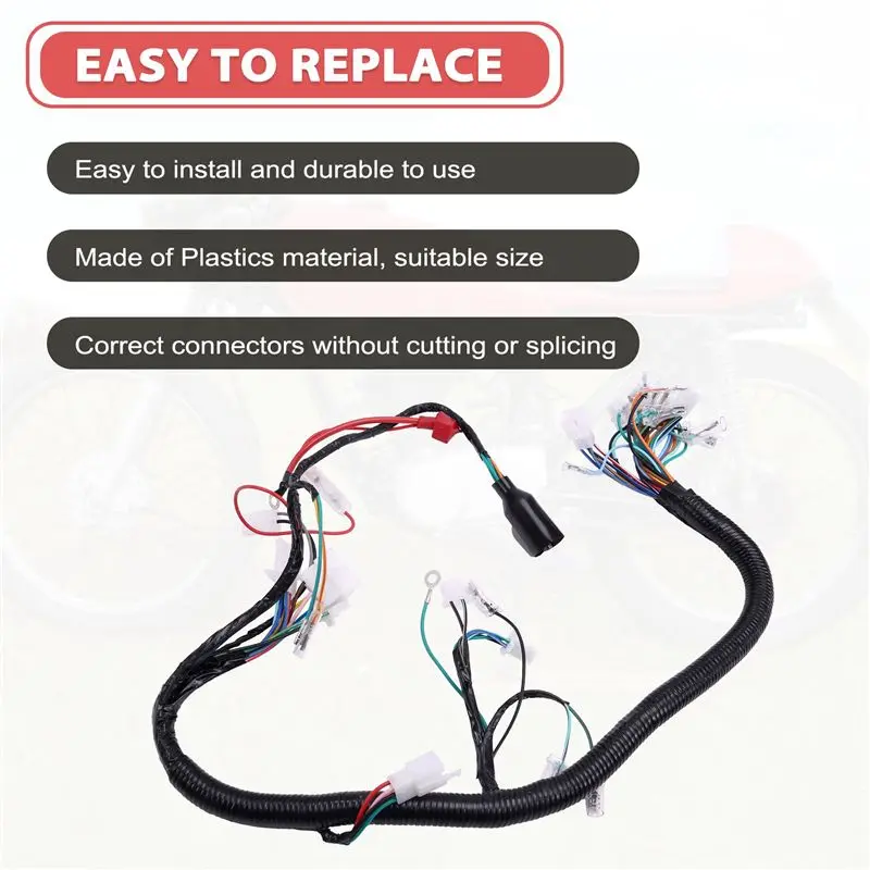 Motorcycle Cable Wiring Harness Full Vehicle Line Assembly For ATV Scooter Electrics Wire Lgnition Line Moto Accessories-A28K