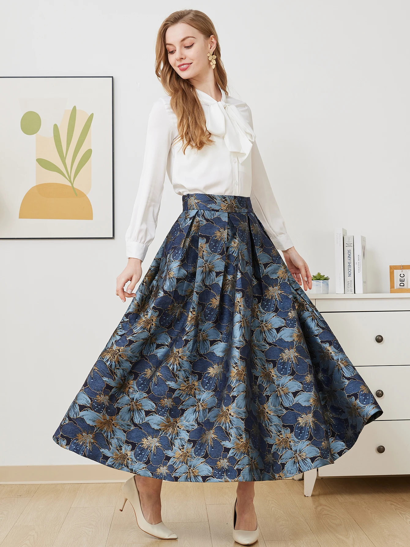 

DEVCHATA Elegant Suit Set for Women Autumn Fashion 2 Piece Sets Shirt and A-line Slim Skirt Office Female Holiday Clothing