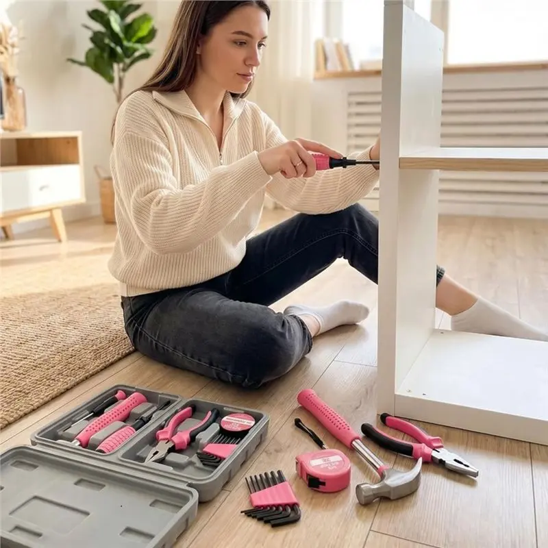DTEN-For Home Tool Kit(13-Pieces):Manual Versatile Essential Set For Home Repair, Apartment, Dorm& DIY Projects