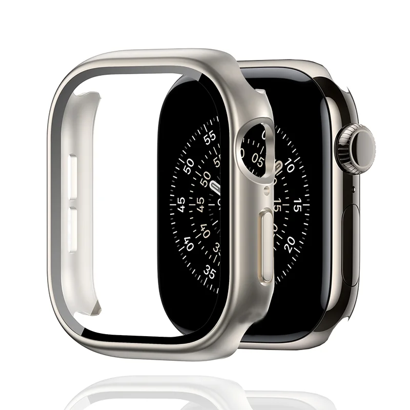 الزجاج المقسى + غطاء لساعة أبل 46 مللي متر 42 مللي متر 45 مللي متر 41 مللي متر 44 مللي متر 40 واقي للشاشة اكسسوارات ساعة أبل S11 10 9 6 SE 7 8