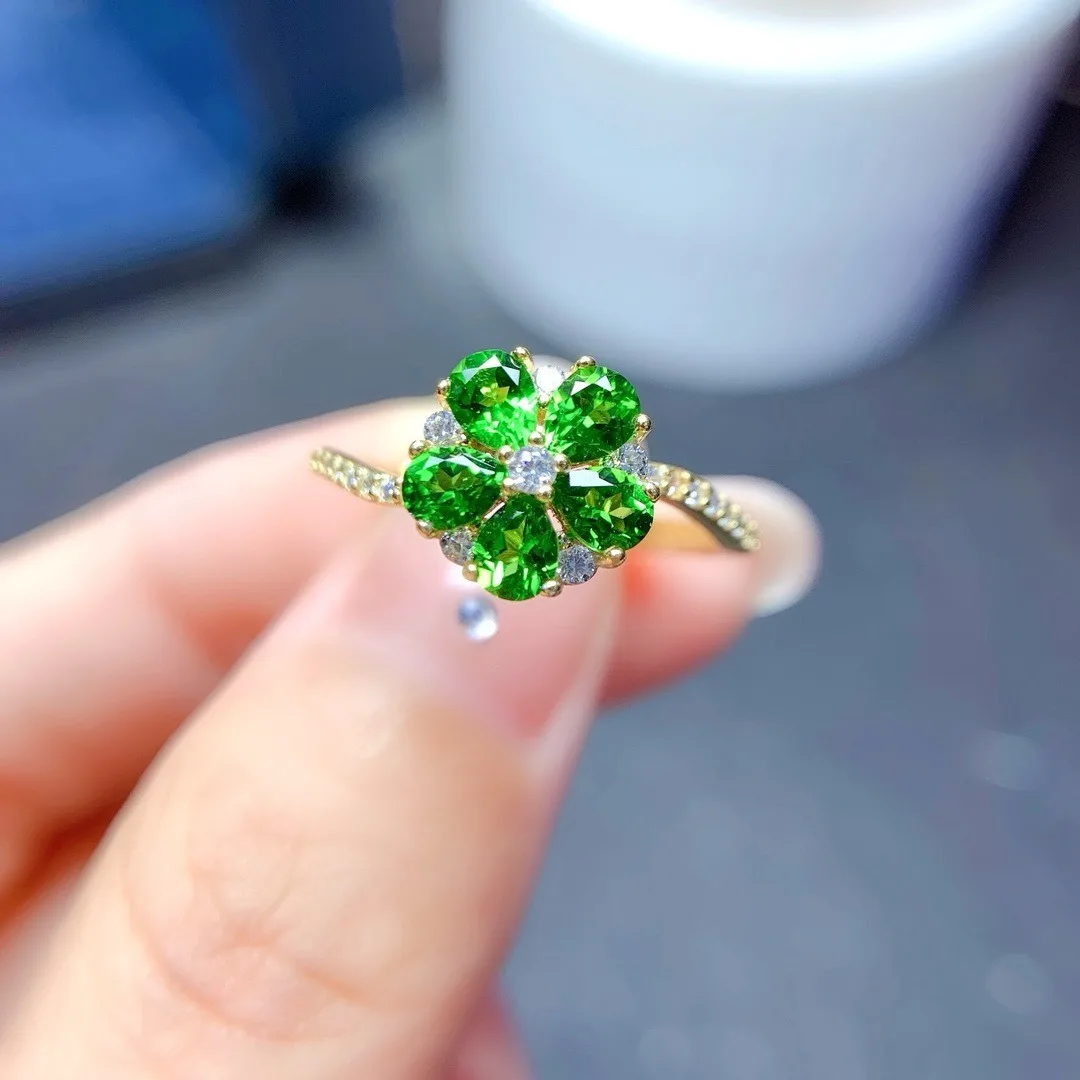 

Premium Natural Diopside S925 Silver Ring Exquisite Handmade Designer Jewelry Featuring A Rich Sparkling Gem