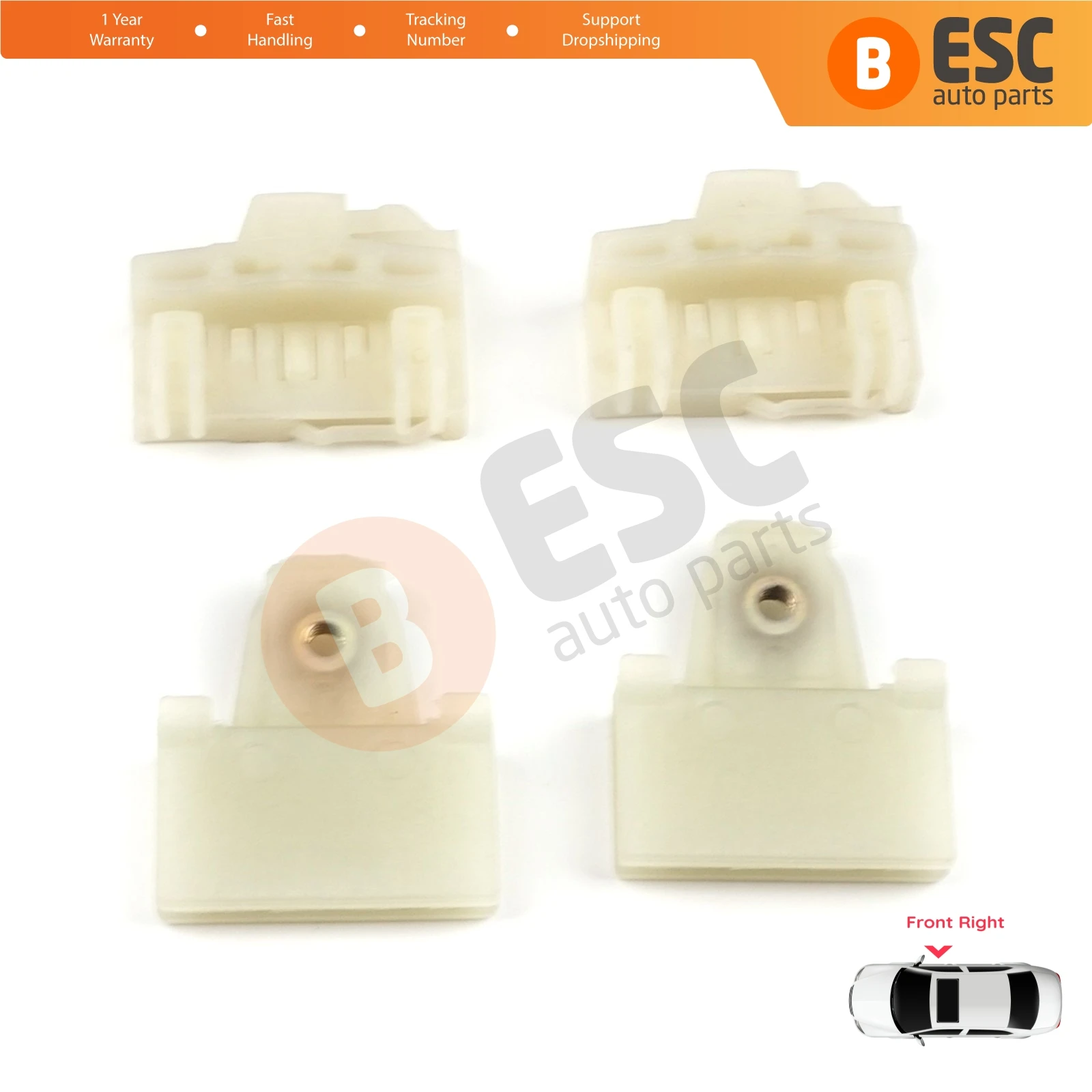 EWR47+EWR5022 Window Regulator Slider Sash Clips Front Right for Pontiac Grand Am Oldsmobile Alero Chevrolet Cavalier GM1351126