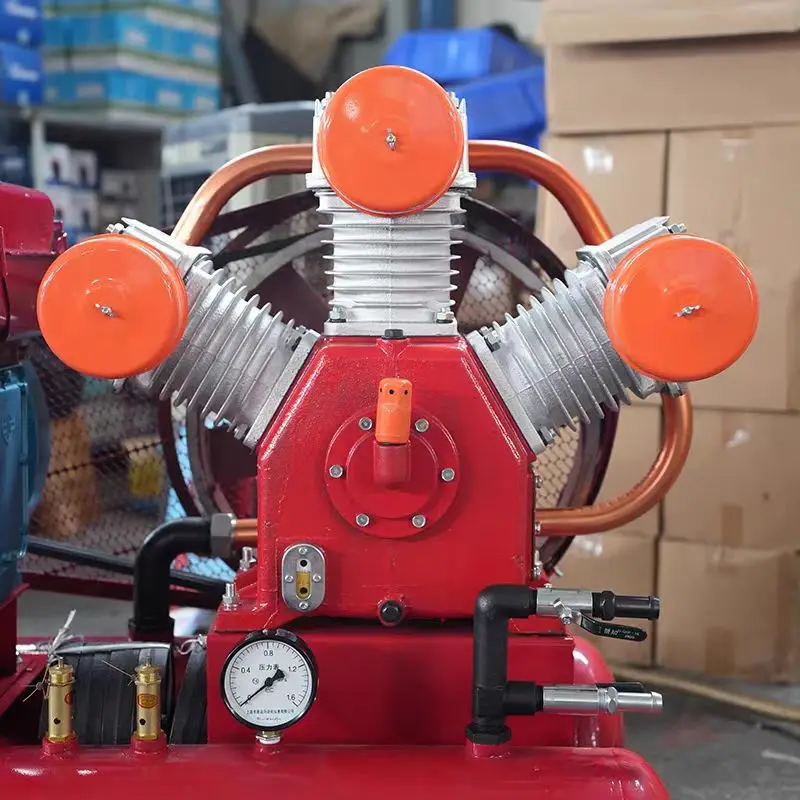 3.0/5 Mine Mountain Auto Repair Screw Air Compressor Red Five Ring Piston Diesel Compression Lubricated Painting Style