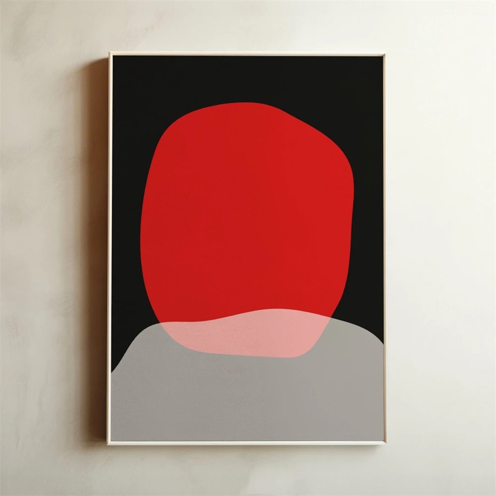 Modern Abstract Art Black And Red Bold Minimalist Print Wall Art Poster Dusty Blue Grey And Yellow Minimalist Canvas Painting