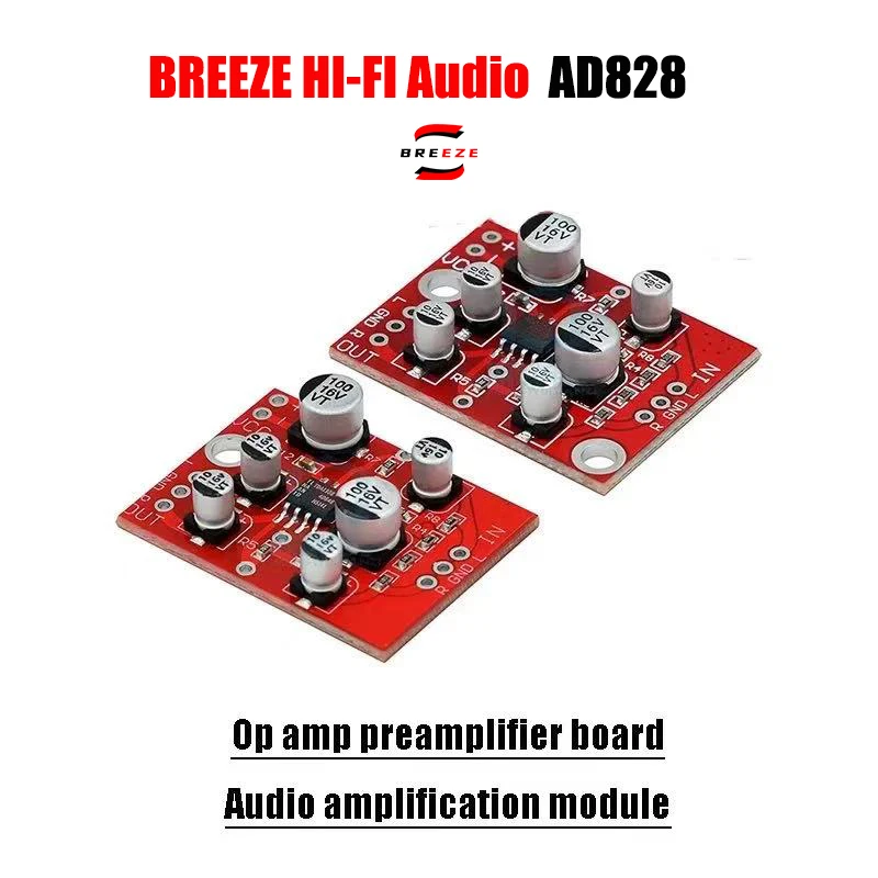 

BREEZE 2025 AD828/TDA1308 op amp preamplifier board, audio amplification module, single power supply 5V-15V