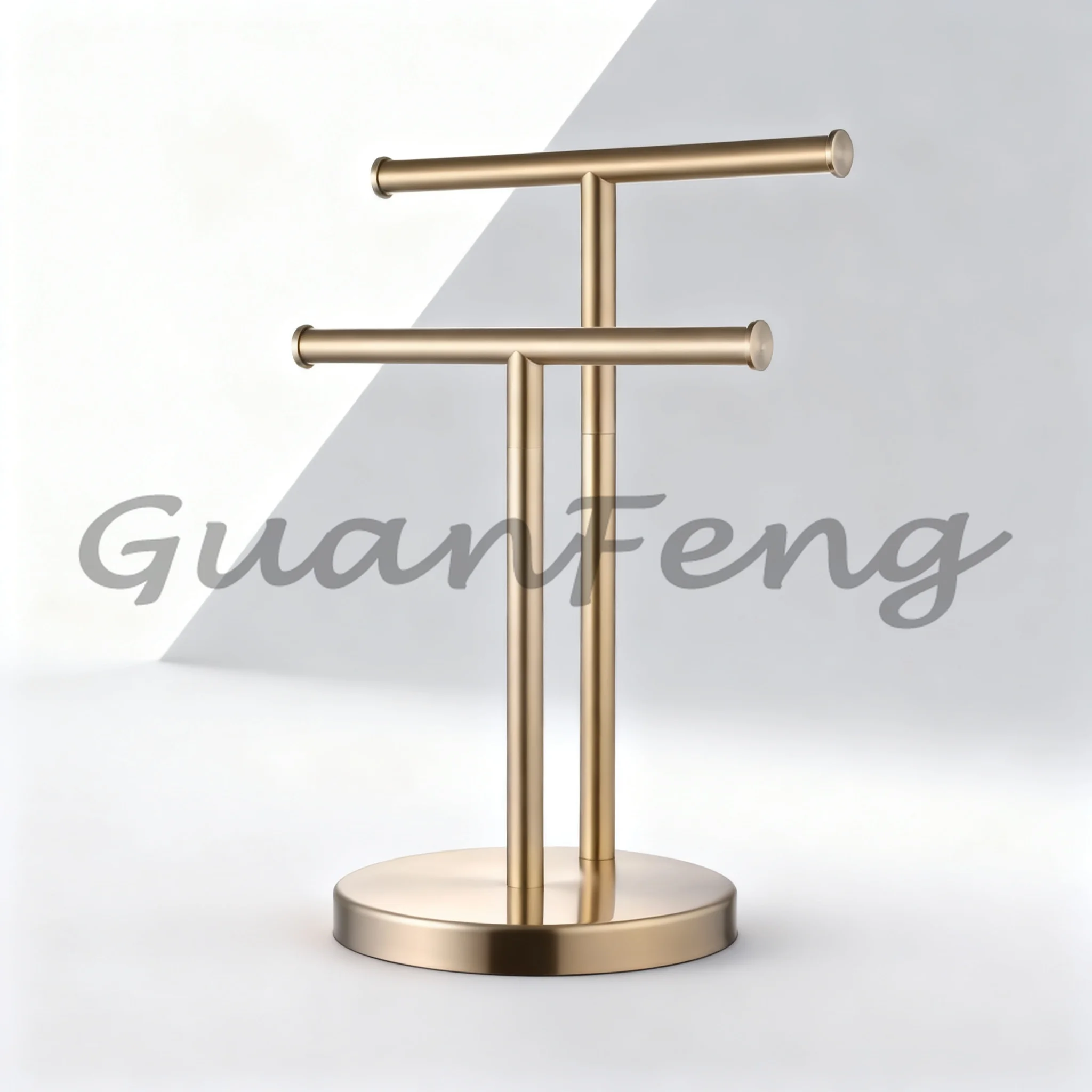 Freestanding Bathroom Towel Rack, Double T Shape Towel Holder Stand with Weighted Base for Countertop