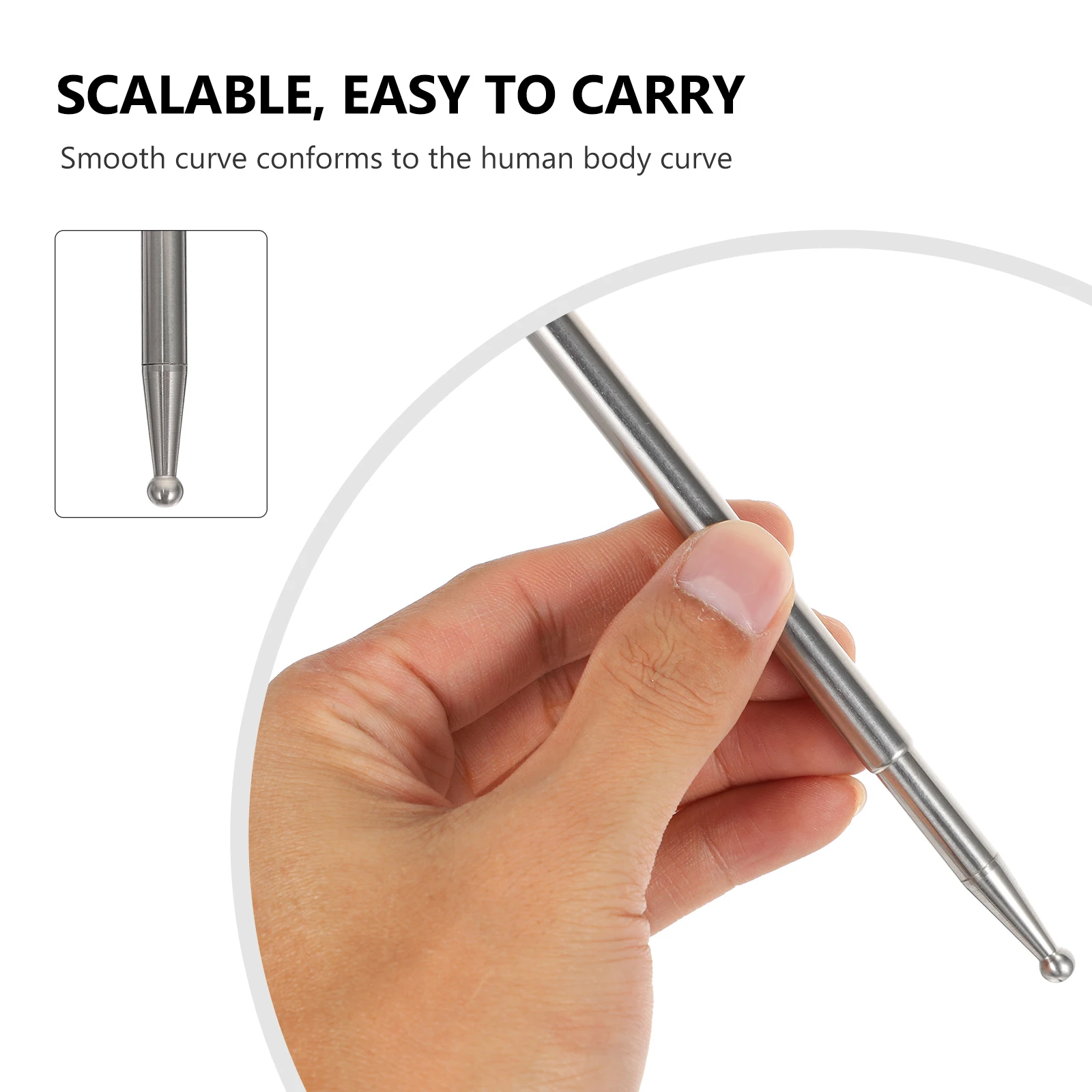 

1 шт., массажный стержень для акупунктурных точек из нержавеющей стали, мышечная палочка для всего тела, массажер для живота, прочный ручной инструмент для кровообращения